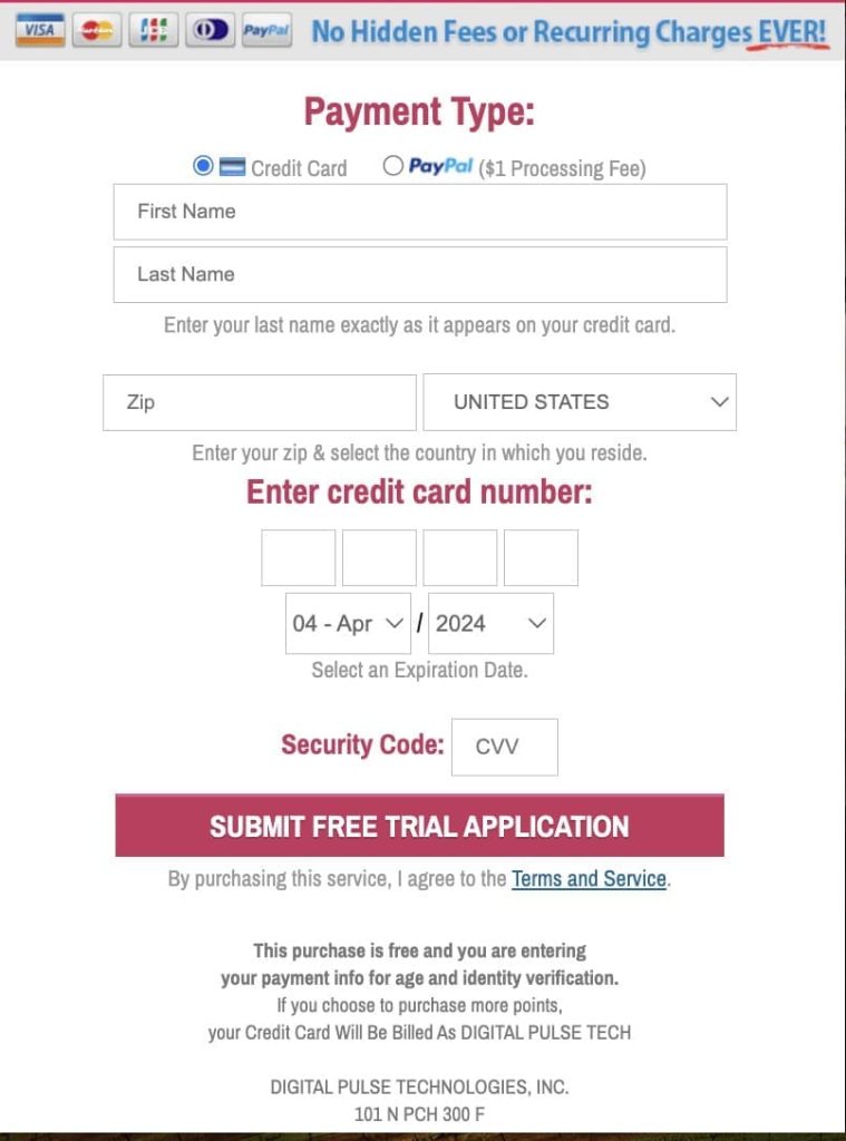 クレジットカード情報の入力フォーム